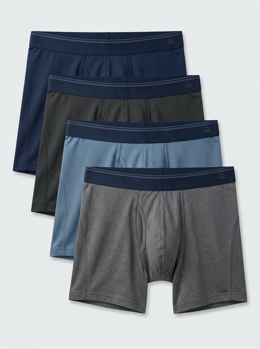 Men's Solid Pattern Breathable 4-Pack Boxer Briefs