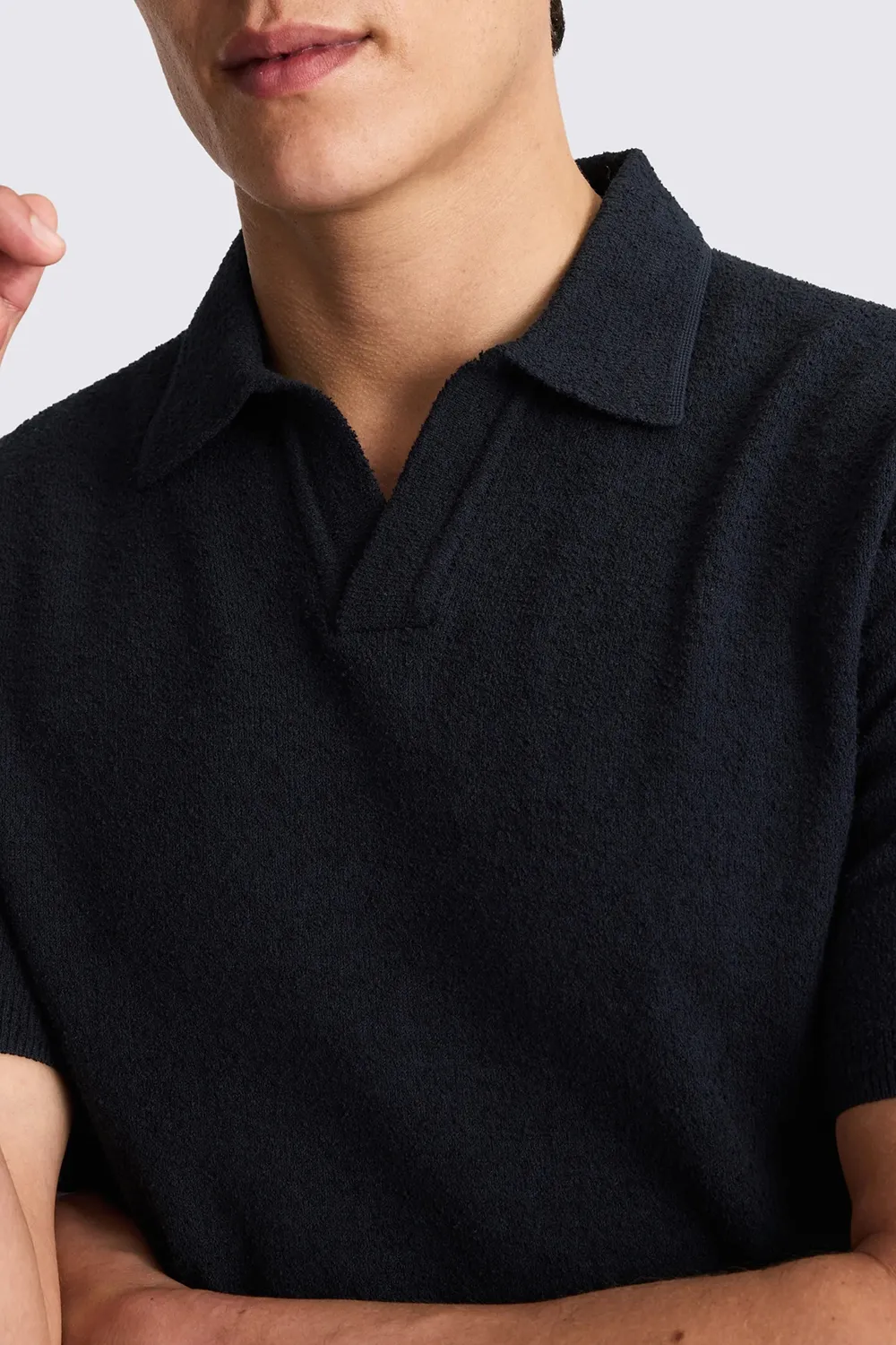 Men's White Cotton Loop-Knit Polo Shirt