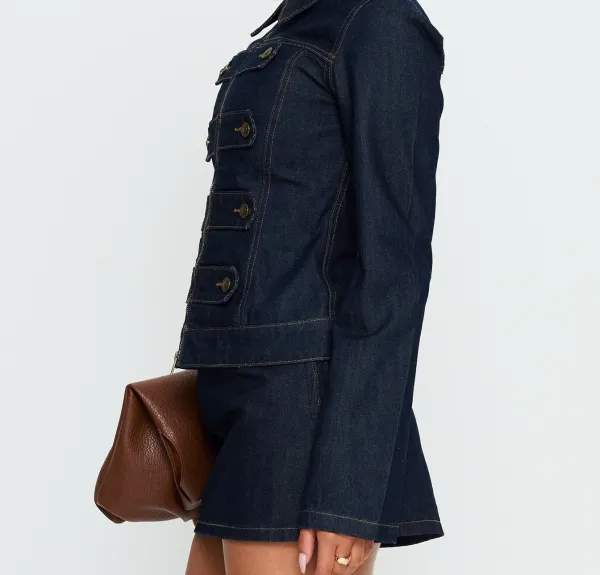 Indigo Buckle Detail Denim Jacket
