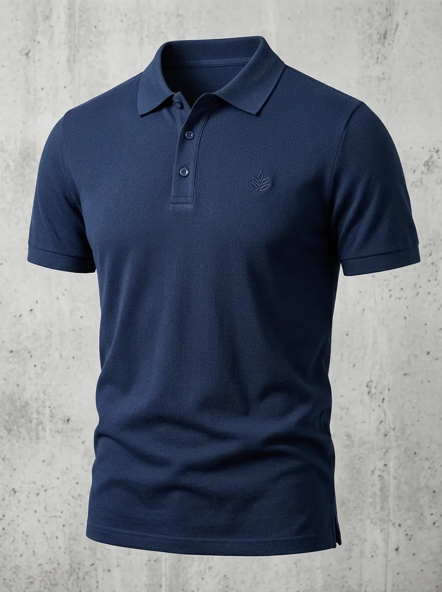 Leaf-Detail Embroidered-Detail Men's Polo Shirt