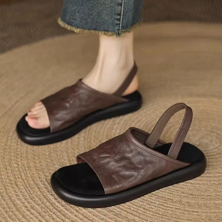Hollow Detail Open Toe Flat Sandals