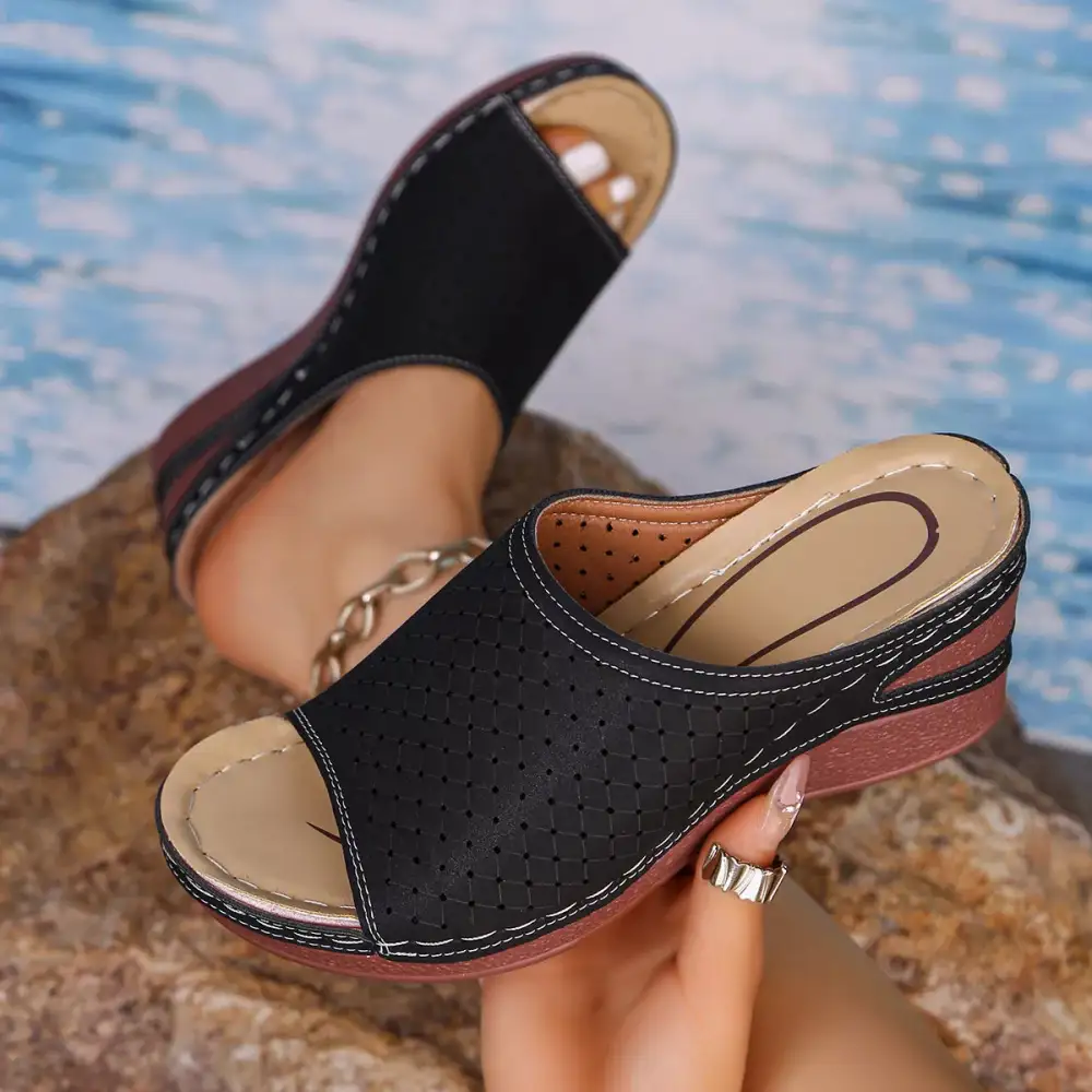 Simple Open Toe Wedge Sandals