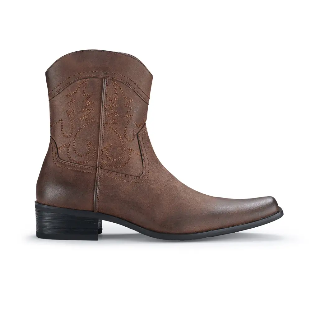 Faux-Leather Pointed-Toe Zip-Up Western Boots