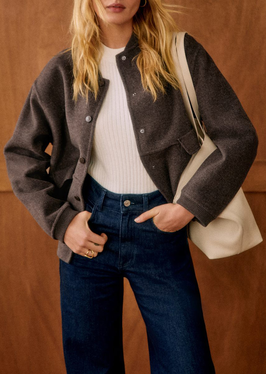 Solid Color Short Double-Faced Wool Coat