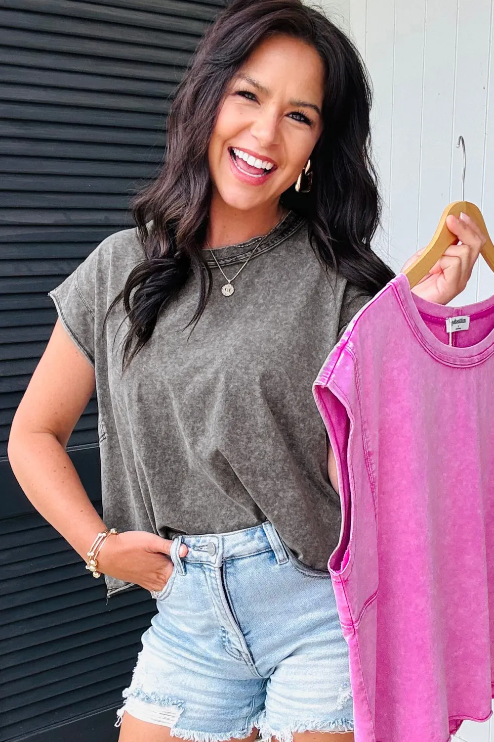 Medium Grey Mineral Wash Boxy Tank Top
