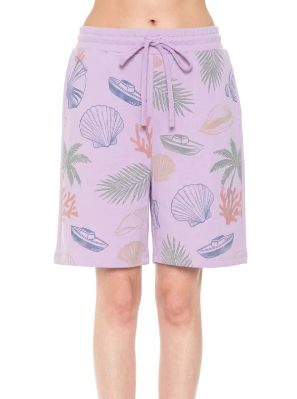 Women's Beach Vacation Seashell Boat Palm Printed Shorts