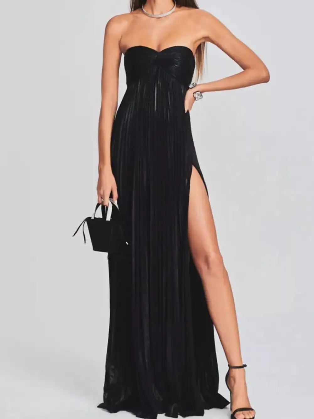 Side Slit Maxi Tie Detail Dress