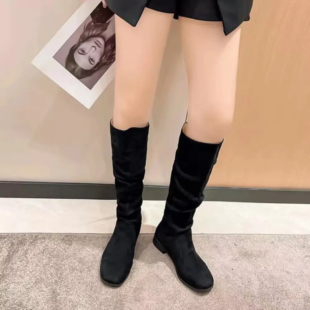 Soft Round Toe Block Heel Boots