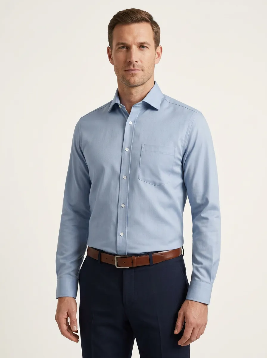 Men's Long Sleeve Solid Dress Shirt