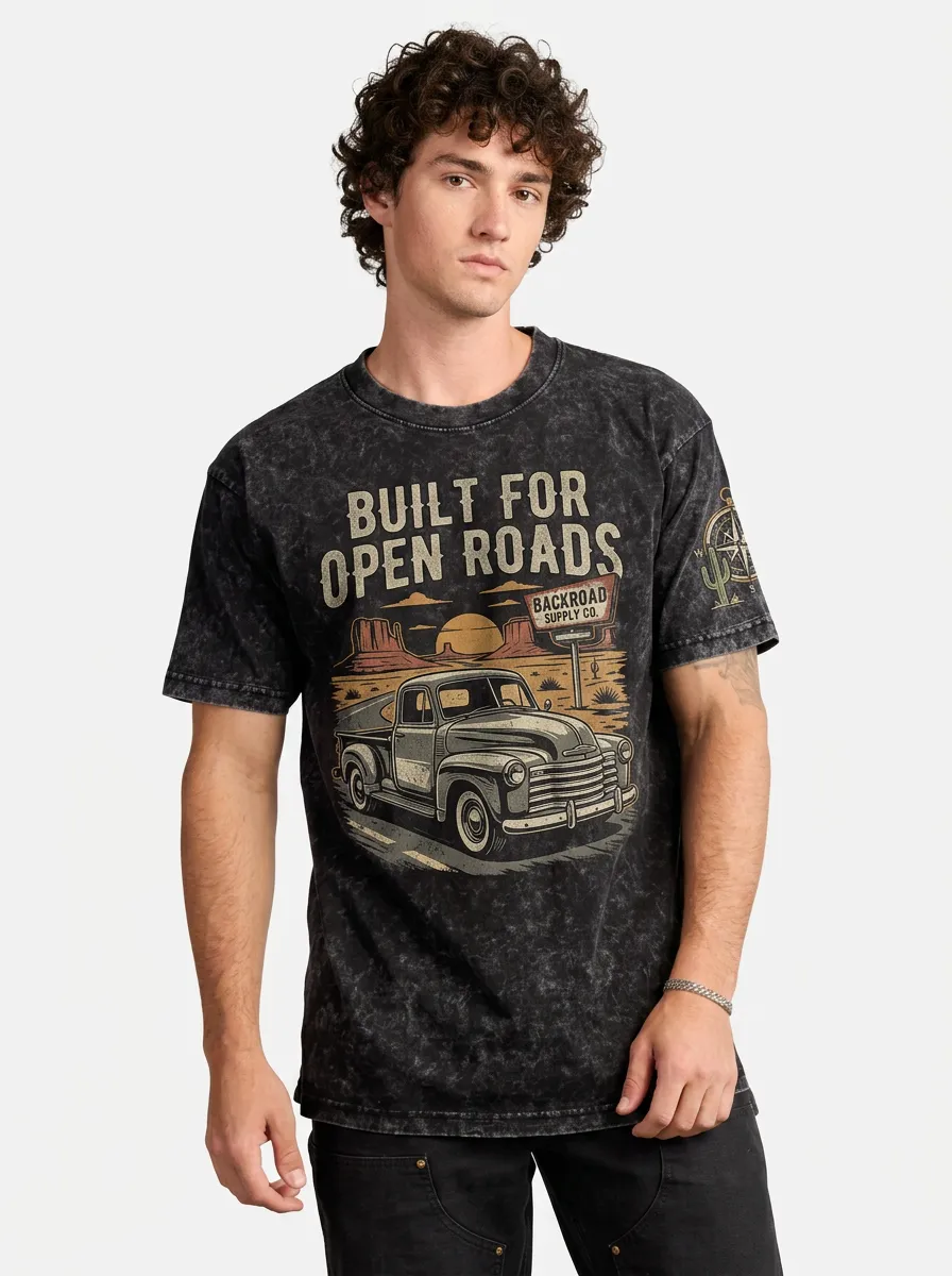Men's Vintage Truck Open Road Desert Printed T-shirt