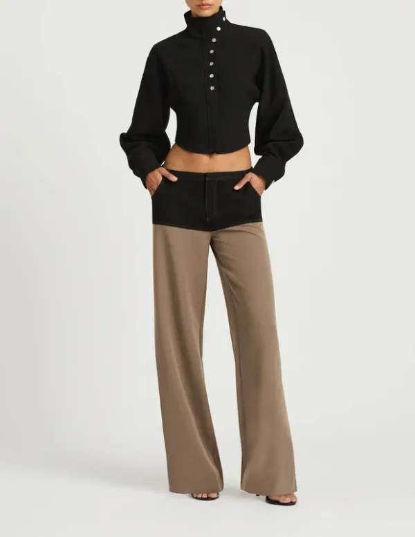 Black Funnel-Neck Shacket