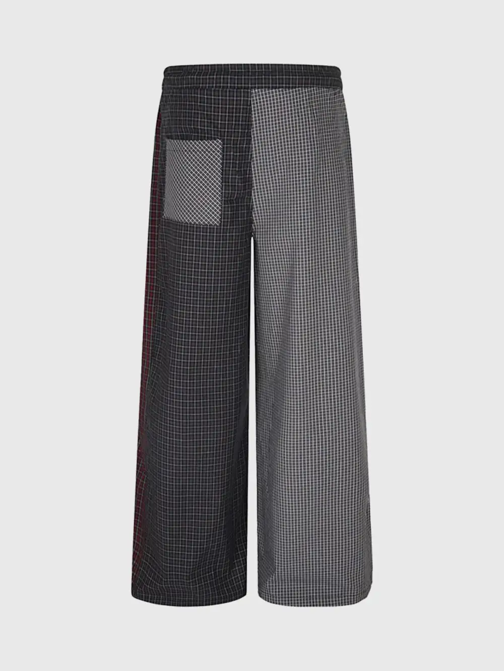 Wide-Leg Plaid Patchwork Pants