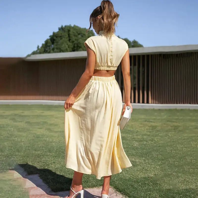 Cutout Waist Midi Dress
