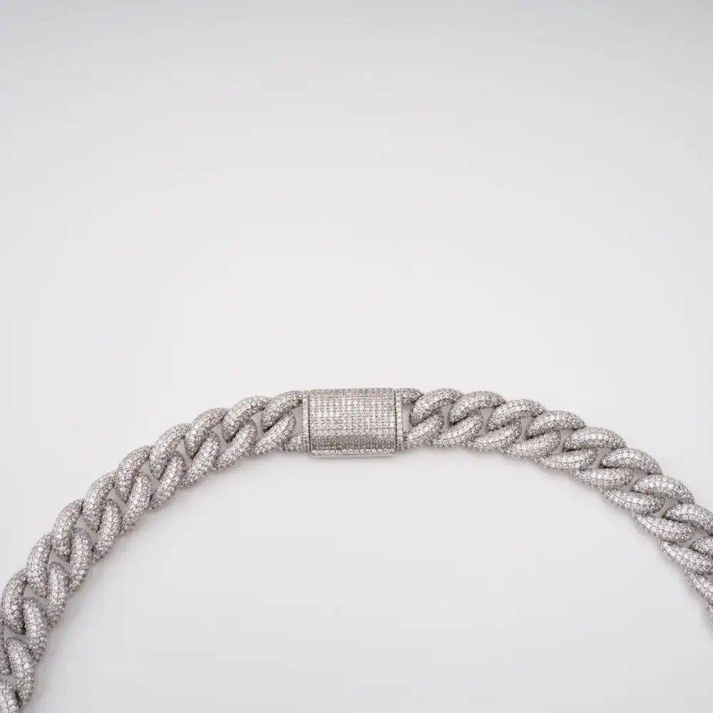 Silver Tone Cuban Link Crystal Embellished Necklace