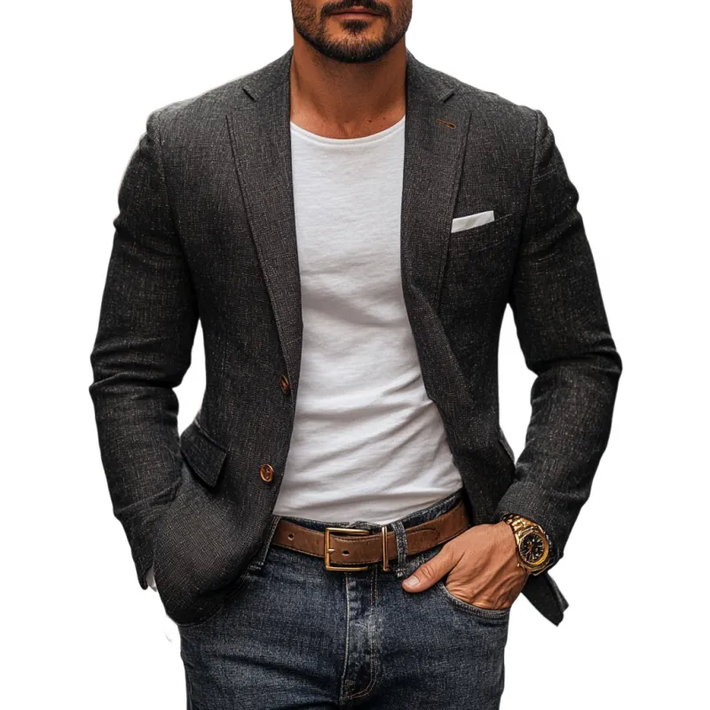 Relaxed Woven Linen Blazer