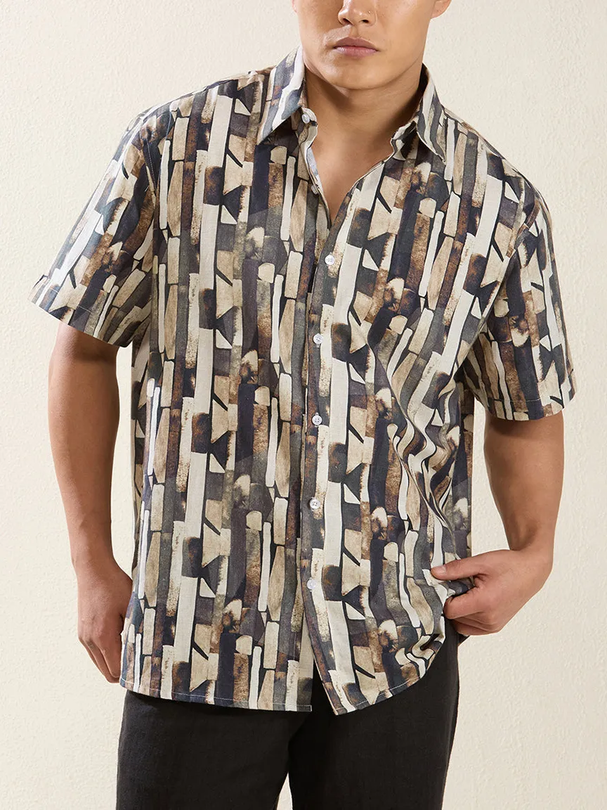 Weekend Textured Half Sleeve Printed Men's Formal Shirt