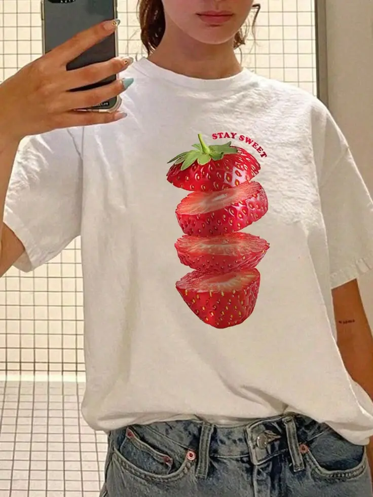 Strawberry Phrase Cotton Tee