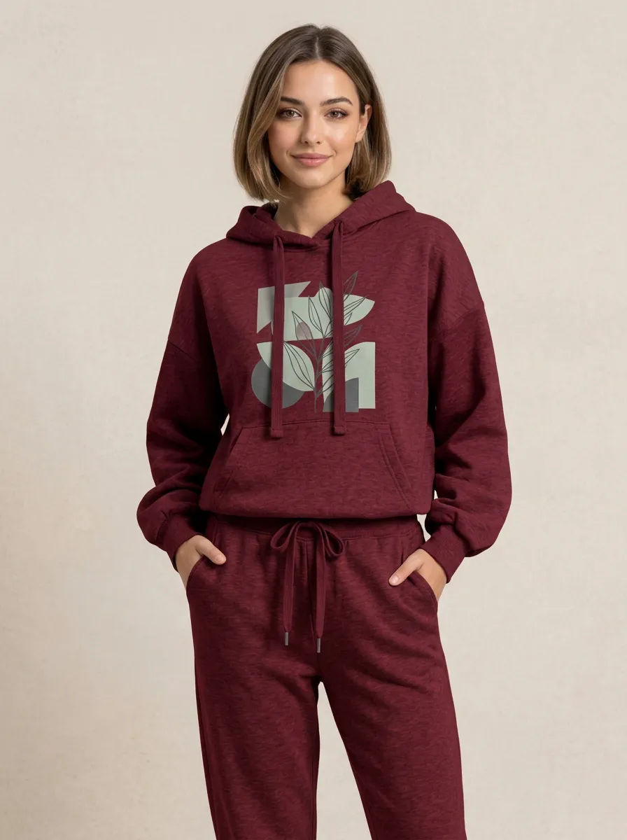 Women's Heather Grey Solid Hoodie & Pants Set