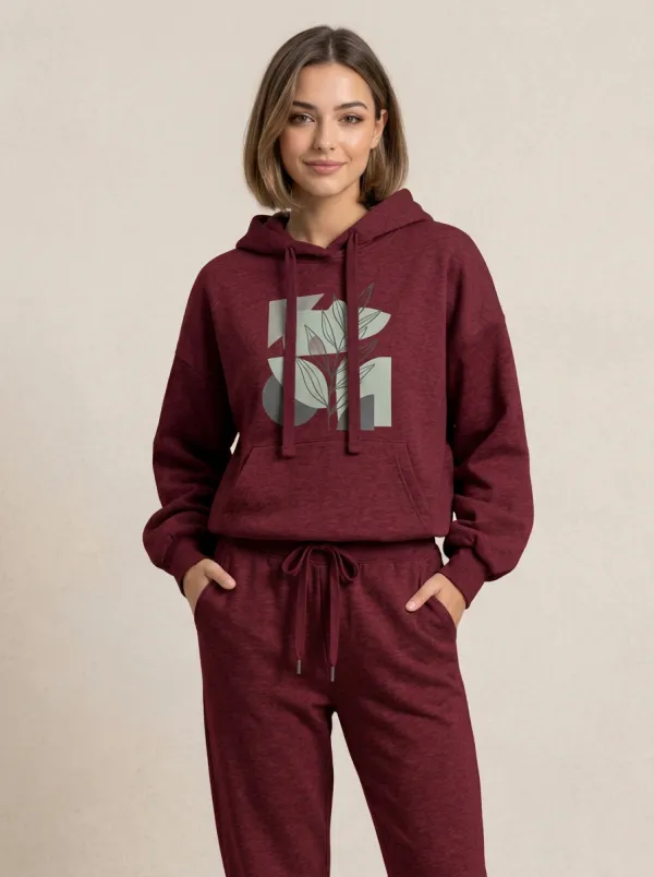 Women's Heather Grey Solid Hoodie & Pants Set