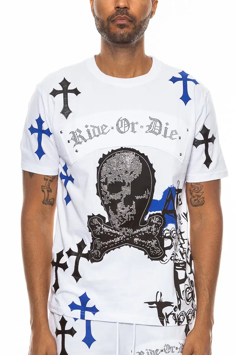 Bejewelled Chrome Skull T-Shirt