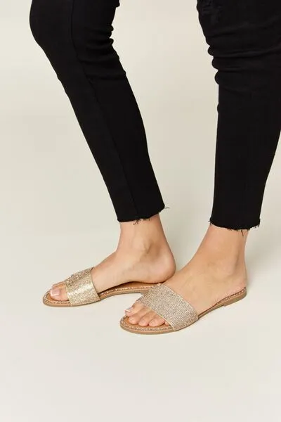 Open-Toe Rhinestone Heeled Sandals