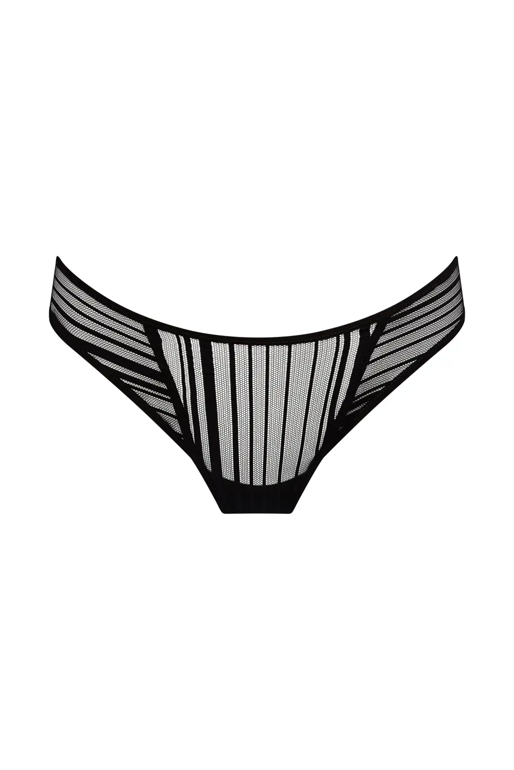 Women's Elastic Waistband Cotton Gusset Sheer Detail Cotton Striped Ring Detail Cutout Detail Lightweight Stretch Fit Bikini Panty