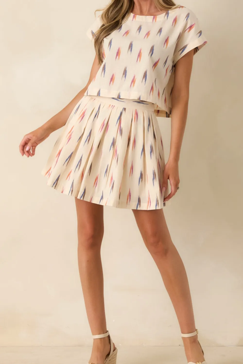 Summer Multicolor Print Cotton Mini Skirt