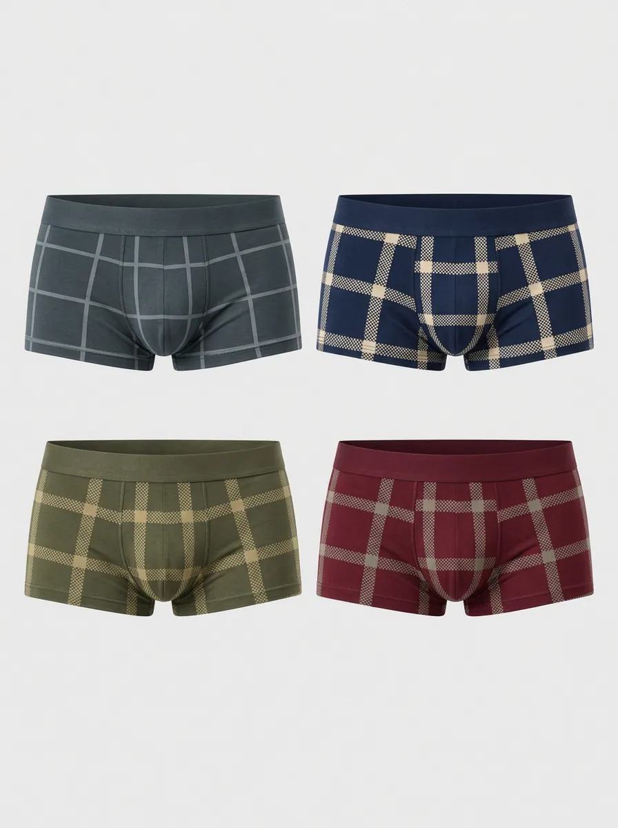 Men's Heritage Plaid Pattern Multi-pack Printed Boxer Briefs