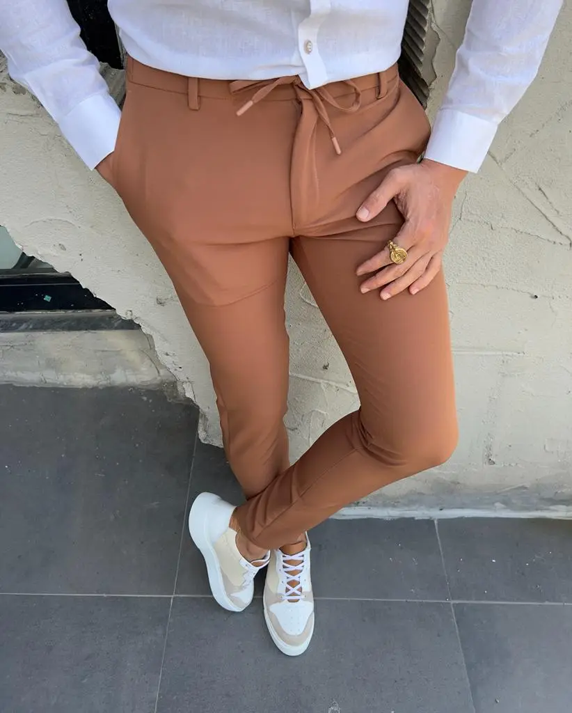 Refined Rope Detail Slim Fit Tailored Trousers