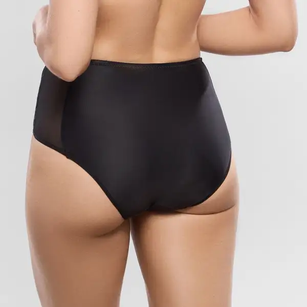 Women's Full Coverage Cotton Gusset Embroidery Sheer Detail Cotton Satin Shimmer Detail Brief Panty