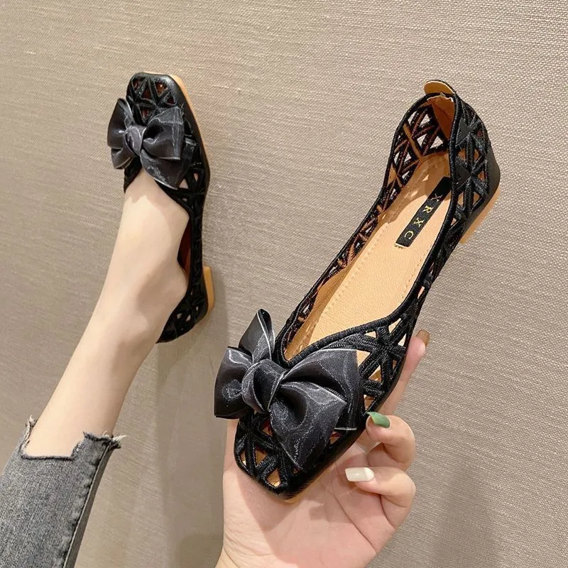 Hollow Detail Flat Sandals