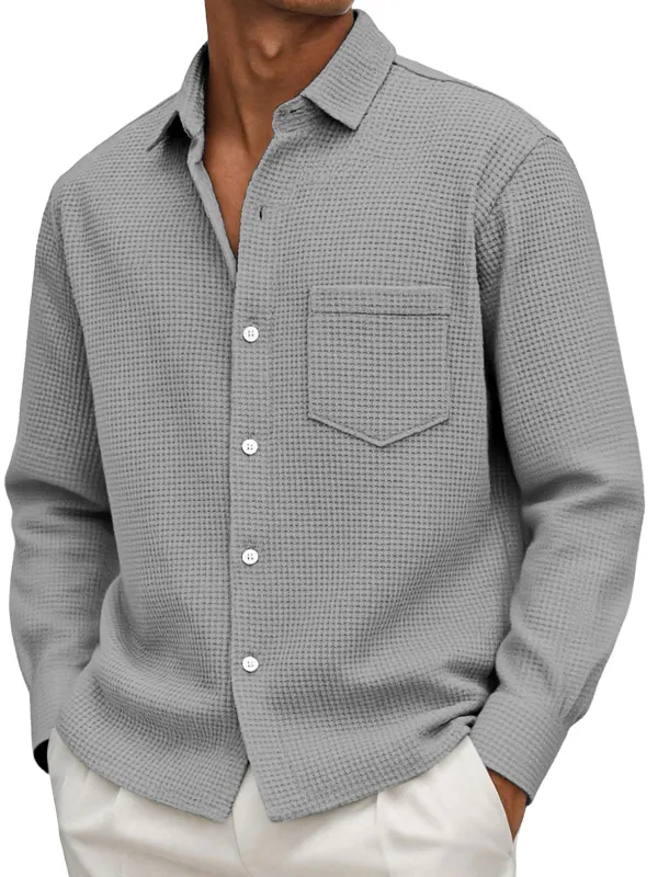 Roomy Textured Knit Pocket Shirt