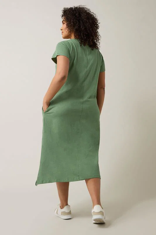 Avocado Green Premium Cotton Dress detail 2