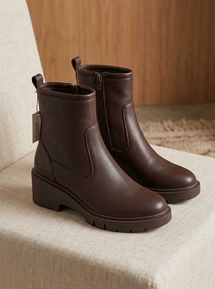 Refined Clean-Line Women's Wedge Ankle Boots