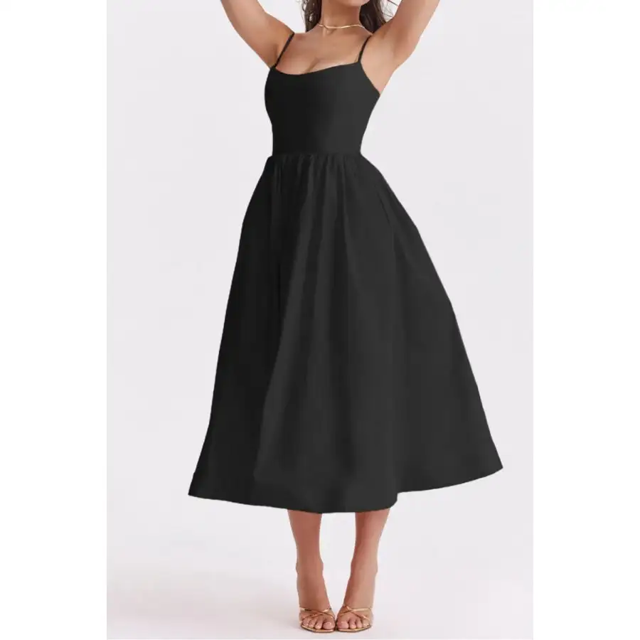 Modern Print Spaghetti Strap Midi Dress