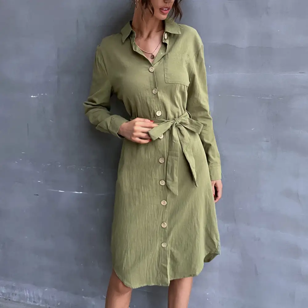 Caroline Cotton Button Shirt Dress