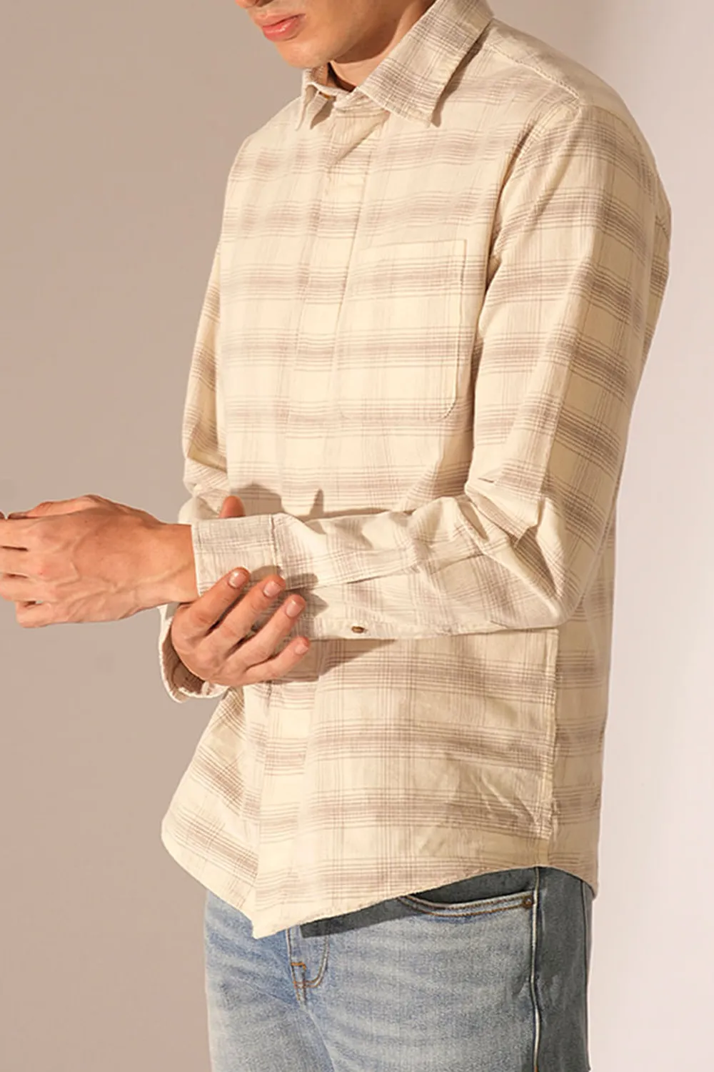 Casual Corduroy Check Shirt