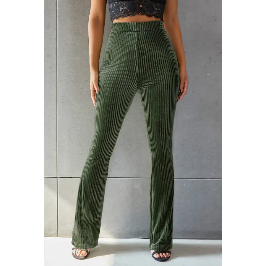 Ribbed High Waist Flare Pants