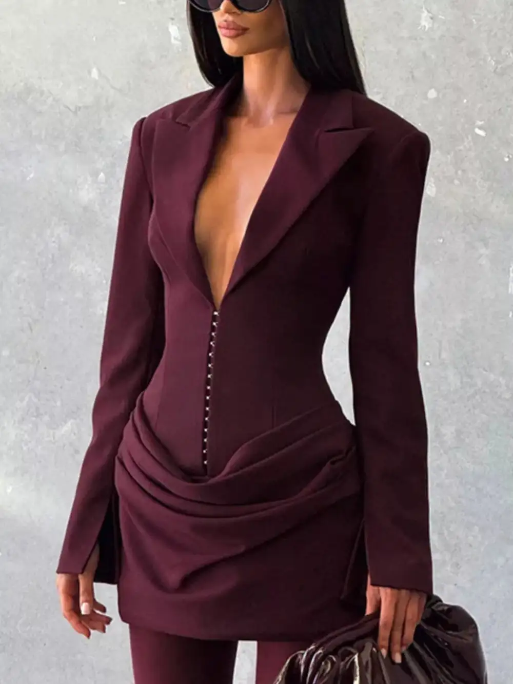 Full Size Blazer- Sleeve Mini Dress Plus Size