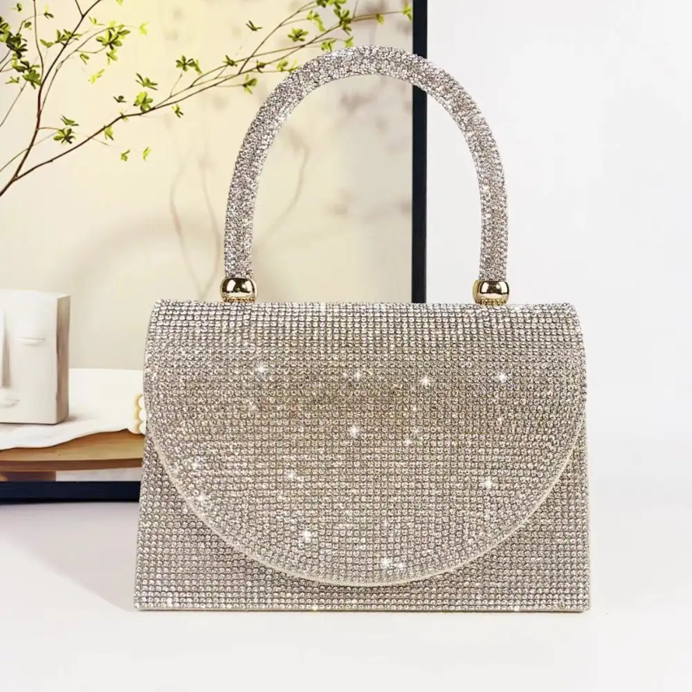 Faux Leather Rhinestone Clutch Bag