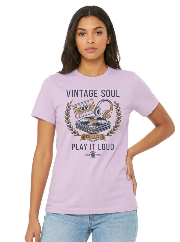 Women's Music Vintage Soul Cassette Vinyl Graphic T-Shirt