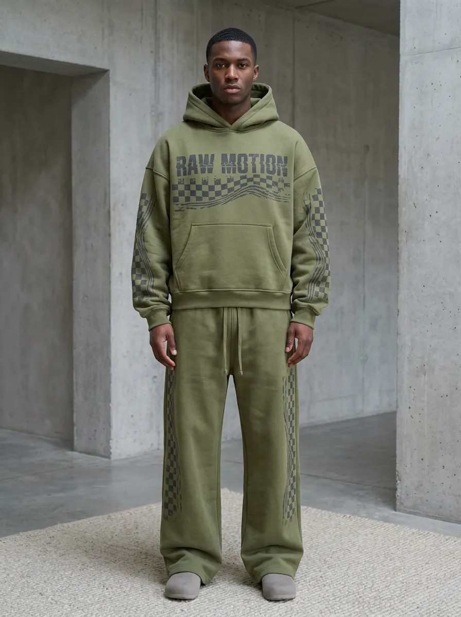 Streetwear Jogger Checkerboard Men's Two-Piece Tracksuit