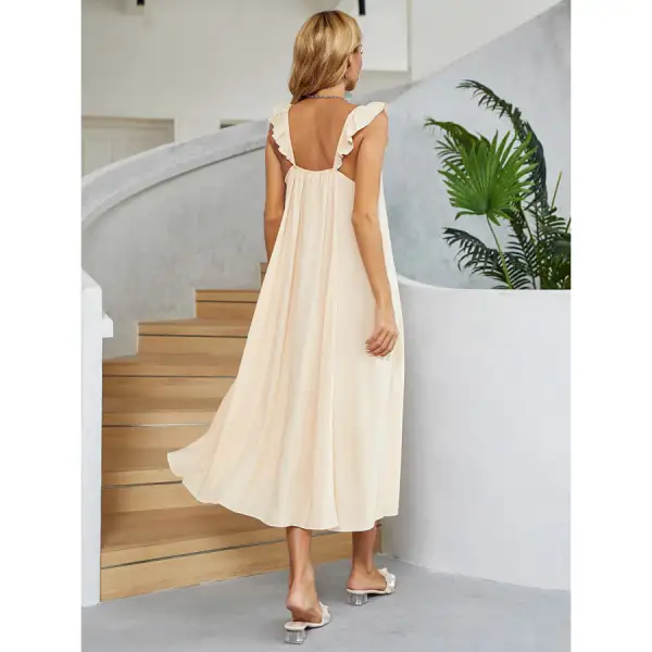 Ruffled V-Neck Midi Dress