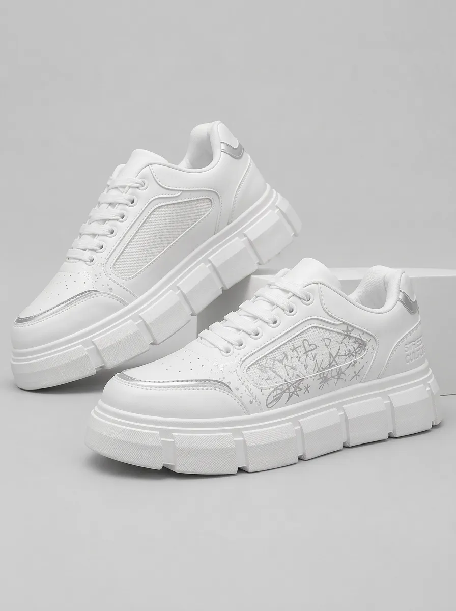 Men's Streetwear Graffiti Pattern Chunky Skate Shoes
