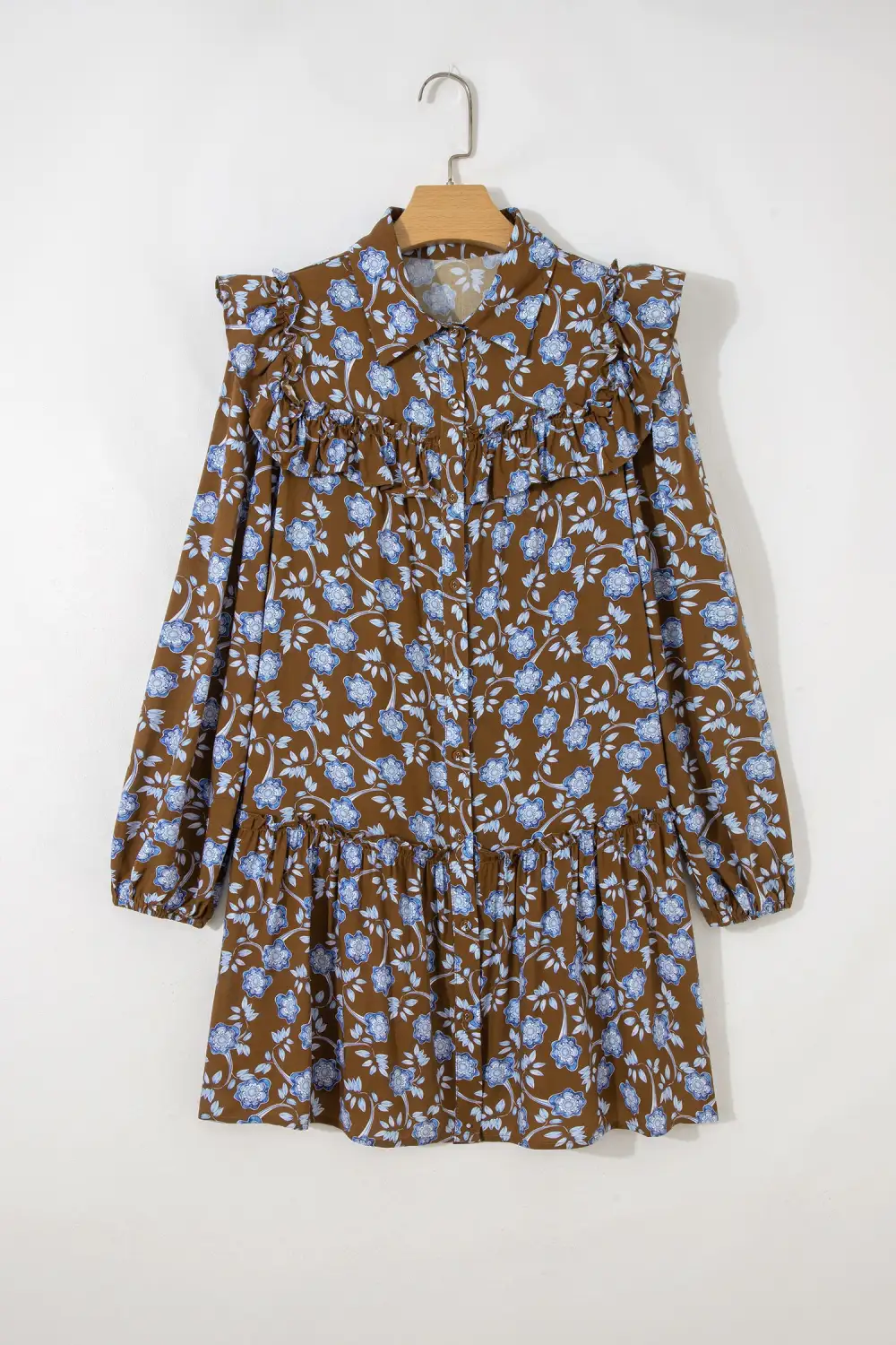 Floral Printed Button Front Dress Casual