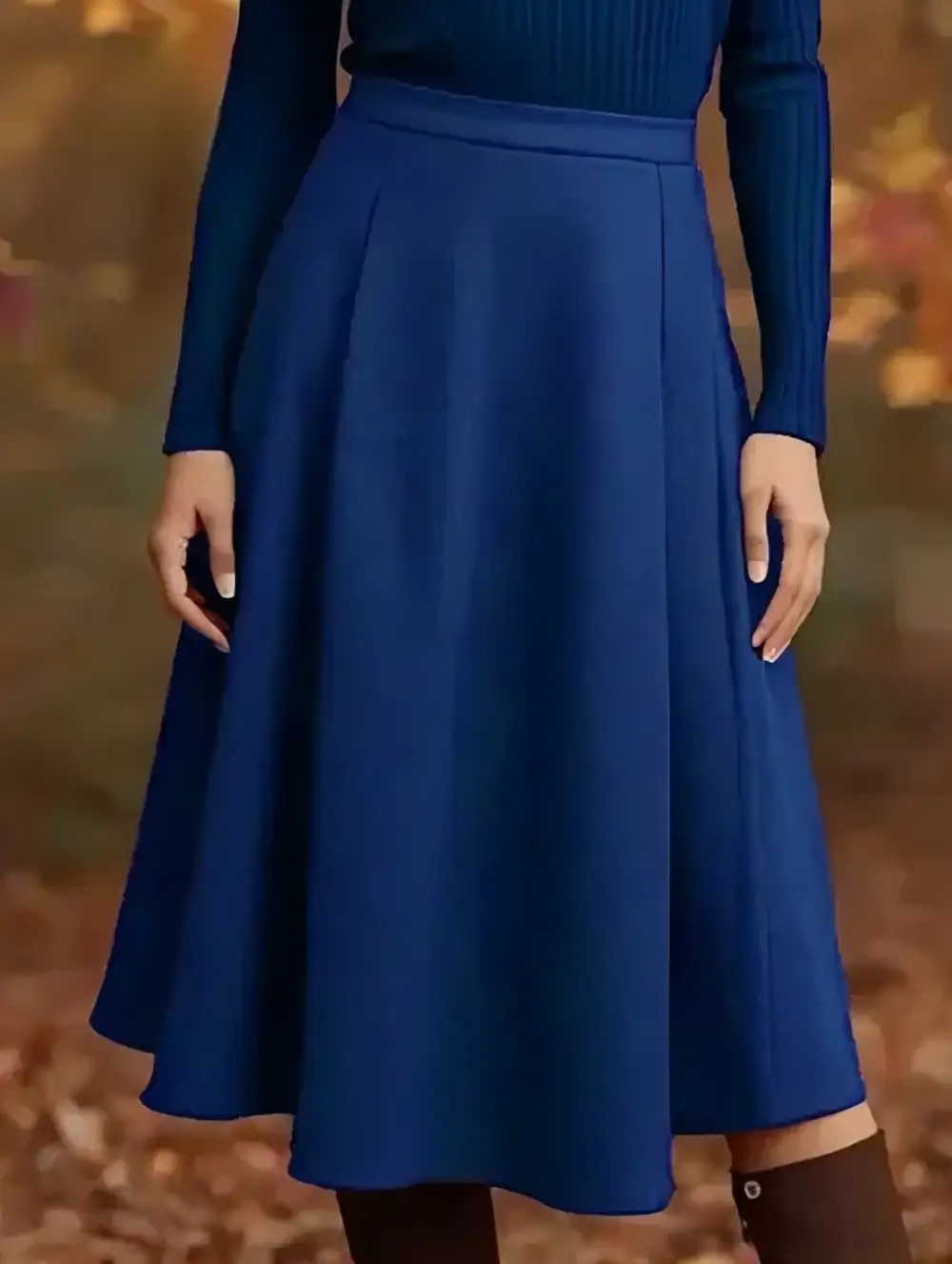 High Waist Pleated Midi Skirt