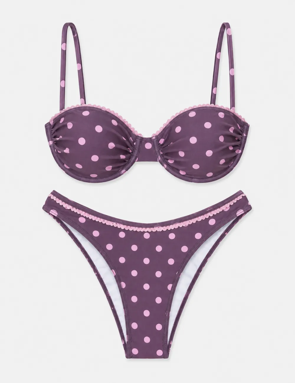 Polka Dot Removable Straps Piece Bikini Set
