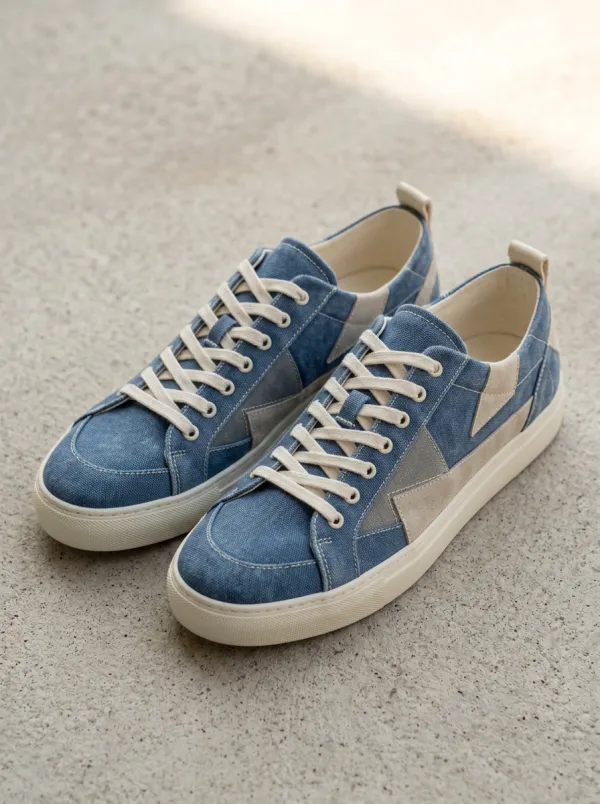 Paneled Patchwork Geometric Canvas Sneakers