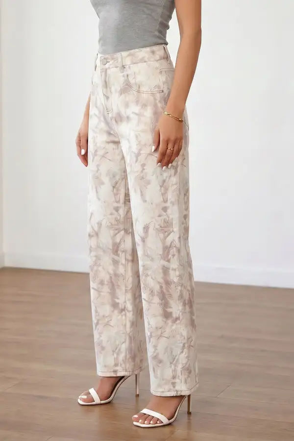 Women's Woodland Camo Tummy Control Denim Wide Leg Jeans