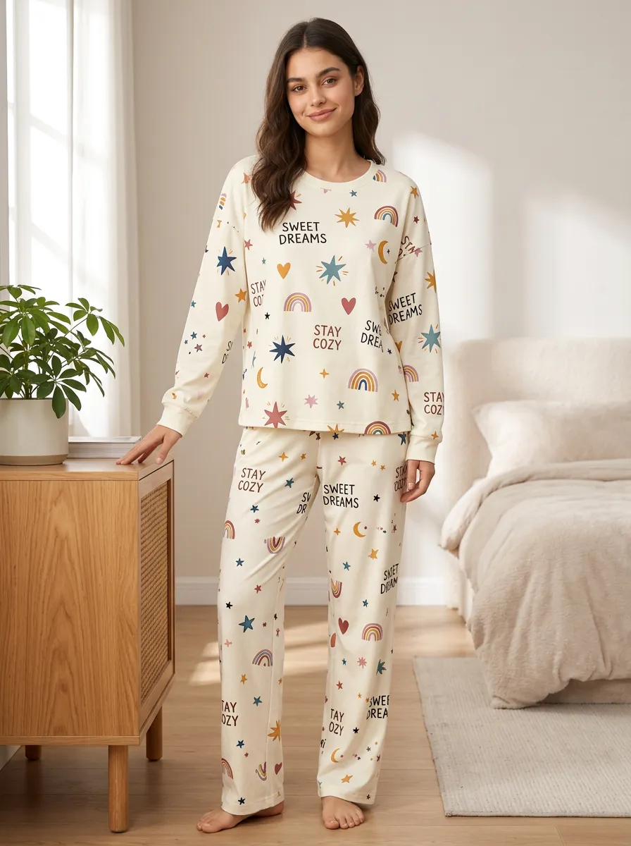 Women's Rainbow and Star Crewneck Loungewear Set